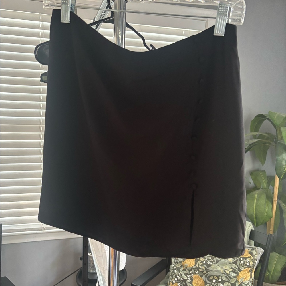 fab'rik Black Mini Skirt with Button Accents